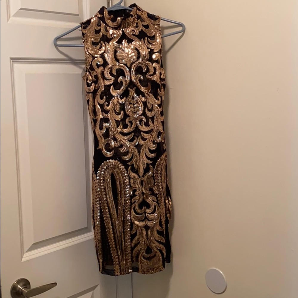 Black and rose gold dress